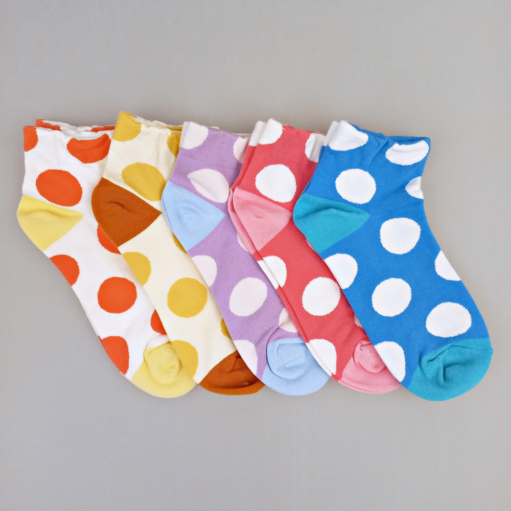 여성 화사한 색감의 땡땡이 양말 컬러 도트 발목 양말 5color